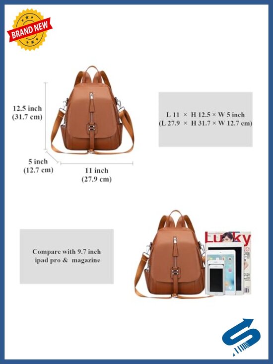 Genuine Leather Backpack for Women Convertible 3 in 1 Carry Bag Fits 9.7\